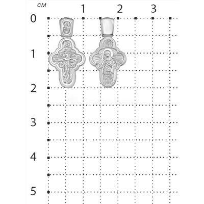 Крест из серебра родированный - 2 см