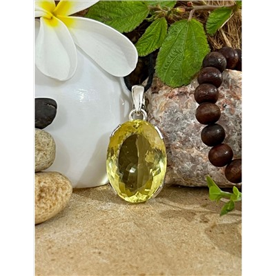 Серебряный кулон с Лимонным Кварцем, 15.86 г; Silver pendant with Lemon Quartz, 15.86 g