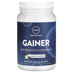 MRM Gainer with Probiotics & Postbiotics, Vanilla, 3.3 lb (1,512 g)