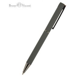 Ручка автоматическая шариковая 1.0мм "BERGAMO" синяя, серый металлический корпус 20-0246 Bruno Visconti {Китай}