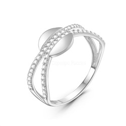 Кольцо женское из серебра с фианитами родированное К-4252-Р