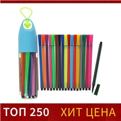 Фломастеры, 18 цветов, в пластиковом тубусе с ручкой, вентилируемый колпачок, МИКС