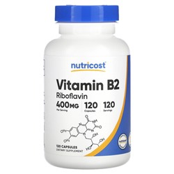 Nutricost Vitamin B2, 400 mg, 120 Capsules
