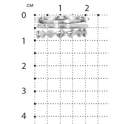 Кольцо тройное из серебра с фианитами родированное
