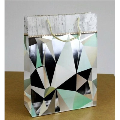 Подарочный пакет люкс бумажный 25*32*11 см Треугольники 12 шт/уп 532495