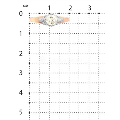 Кольцо из золочёного серебра с синт. бриллианитом цв. шампань и родированием