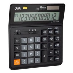 Калькулятор 12 разрядов EM01020 150,2х160,4х33 мм черный (1155285) (Функция вычисления налога) Deli {Китай}