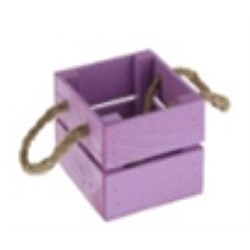 Ящик деревянный с веревочной ручкой (13*12.5*9) фиолетовый 230275