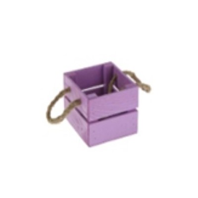 Ящик деревянный с веревочной ручкой (13*12.5*9) фиолетовый 230275