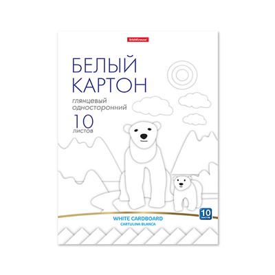 Картон белый А4, 10 листов, мелованный односторонний, 170 г/м2, ErichKrause, глянцевый, на склейке, схема поделки