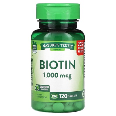 Nature's Truth Vitamins, Biotin, 1,000 mcg, 120 Tablets