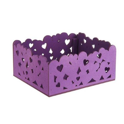 Подарочный ящик деревянный 18*15*9 см Сердца фиолетовый 230575