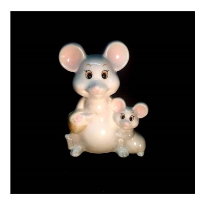 Мышка с мышонком h=9,5см серая фарфор SH 159097