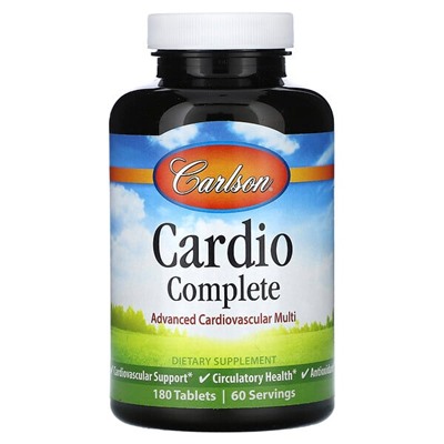 Carlson Cardio Complete, Advanced Cardiovascular Multi, 180 Tablets