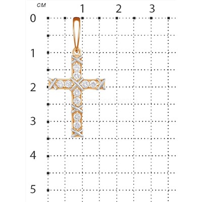 Подвеска-крест из золочёного серебра с фианитами и родированием