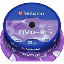 DVD+R Verbatim 4.7Gb lnk.Print 16x 25 шт туба {Индия}