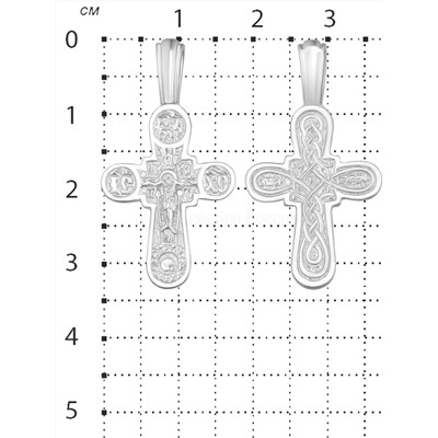 Крест из серебра родированный - 3,3 см