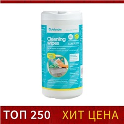 Салфетки чистящие для всех типов экранов, Defender Cleaning wipes, Optima, 100 штук в тубе