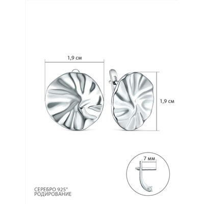 Серьги из серебра родированные 925 пробы С-7555р