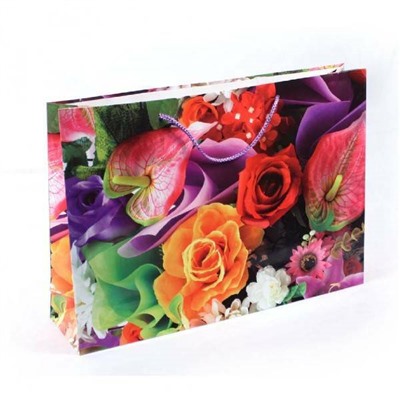 Пакет ламинированный подарочный бумажный 45*32*11 см Цветы 44936