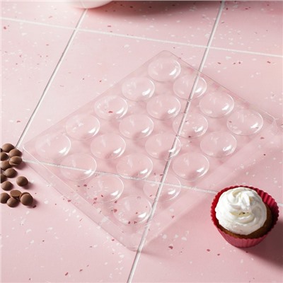Форма для шоколада и конфет «Полусфера», 23,6×18,8 см, 20 ячеек, 4×4×1,8 см