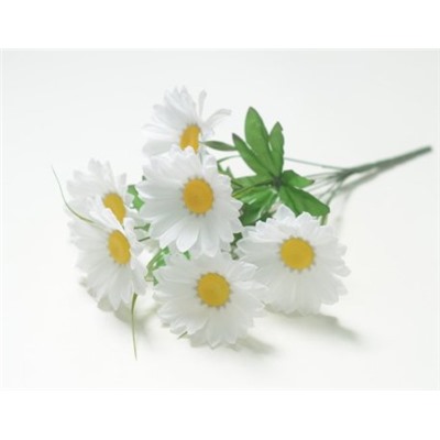 Искусственные цветы, Ветка в букете ромашка 7 голов (1010237) белый