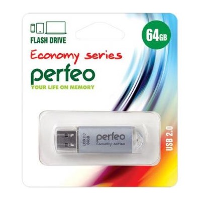 USB-флеш-накопитель PERFEO 64GB E01 Silver economy series Perfeo {Китай}