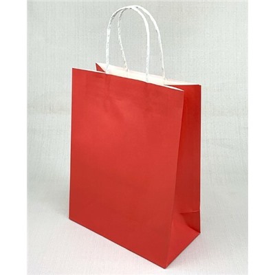 Подарочный крафт пакет с бумажной ручкой 21*27*11 см Красный 12 шт/уп 535908