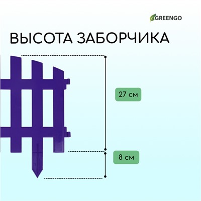 Ограждение декоративное, 35 × 210 см, 5 секций, пластик, сиреневое, RENESSANS, Greengo