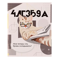 Тетрадь предметная Calligrata "Животные мемы", 36 листов в клетку Алгебра, со справочным материалом, обложка мелованная бумага, блок №2 (серые листы)