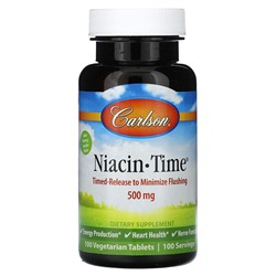 Carlson Niacin-Time, 500 mg, 100 Vegetarian Tablets