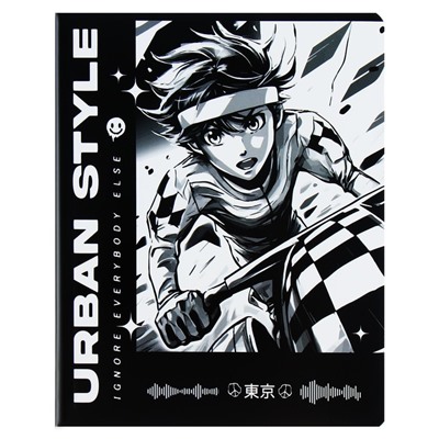 Тетрадь 96 листов в клетку на скрепке Аниме. Tokyo, обложка мелованный картон, ВД-лак, МИКС