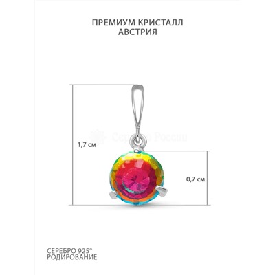 Серьги из серебра с кристаллами Swarovski Мистик зелёный родированные