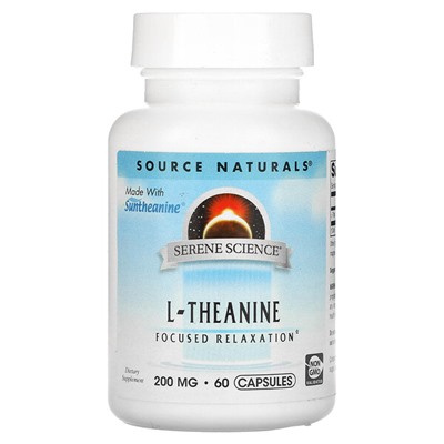 Source Naturals Serene Science, L-Theanine, 200 mg, 60 Capsules