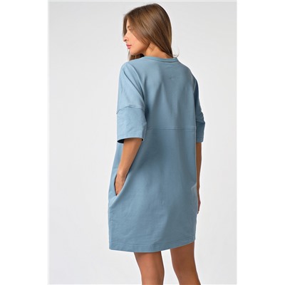 Платье-футболка оверсайз из трикотажа синяя дымка