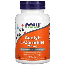 NOW Foods Acetyl-L Carnitine, 750 mg, 90 Tablets