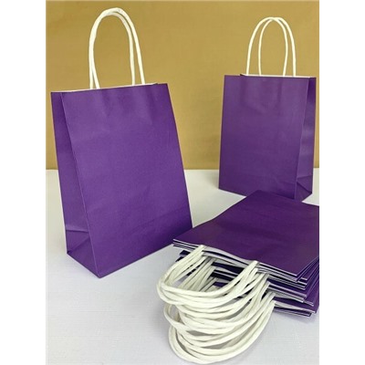 Подарочный крафт пакет с бумажной ручкой 12*17*7 см Фиолетовый 12 шт/уп 530574