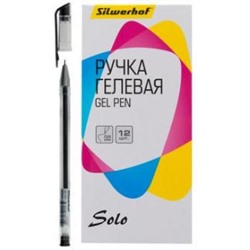 Ручка гелевая "Solo" 0.5мм черная, игольчатый пишущий узел (1474295) SILWERHOF {Китай}