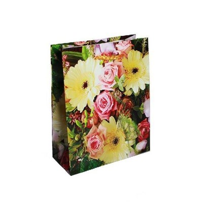 Пакет ламинированный подарочный бумажный 20*25*10 см Цветы 44062