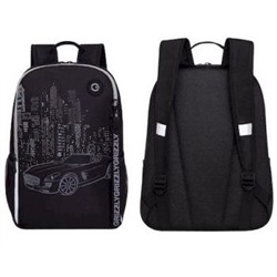 Рюкзак школьный RB-351-5/1 черный - серый 29х38х16 см GRIZZLY {Россия}