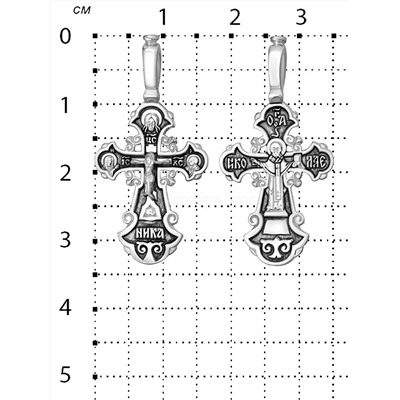 Крест из чернёного серебра - 3.4 см