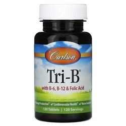 Carlson Tri-B with B-6, B-12 & Folic Acid, 120 Tablets