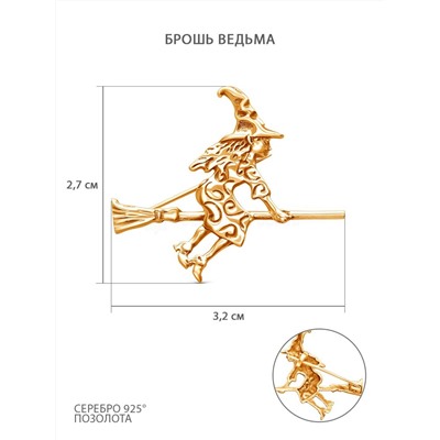 Брошь из золочёного серебра - Ведьма Бр-001з