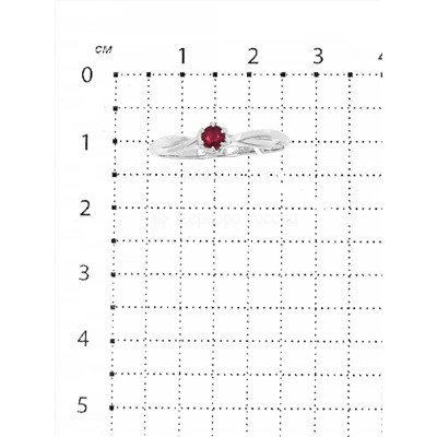 Кольцо из серебра с рубином родированное