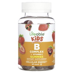 Lifeable Kids B Complex + Vitamin C Gummies, Natural Strawberry, 60 Gummies