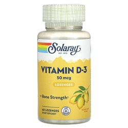Solaray Vitamin D-3 Lozenges, Lemon Flavor, 50 mcg, 60 Lozenges