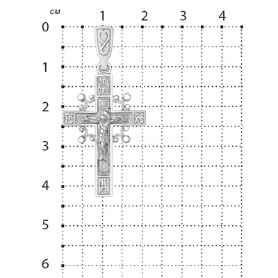 Крест из серебра родированный - 4,3 см