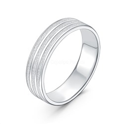 Кольцо обручальное из родированного серебра с пескоструйной обработкой 20-01-1025