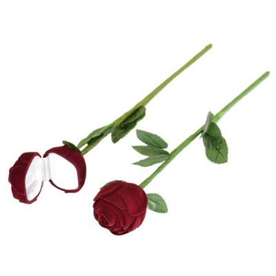 Футляр бархатный Роза на стебле бордовый 42449