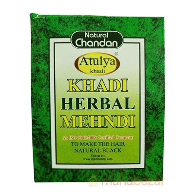 Краска для волос, цвет черный, 100 г, Кхади; Khadi Herbal Mehendi Natural Black, 100 g, Khadi